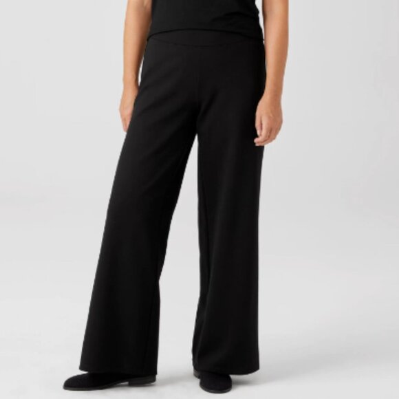 Eileen Fisher Pants Women's Medium Black Zip Fly Button Closure Back‎ Pockets - Picture 1 of 11
